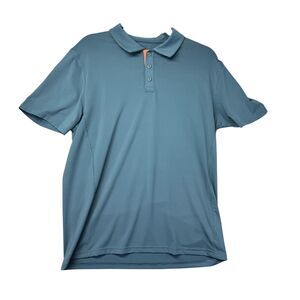 The Normal Brand Polo Shirt Men's Medium Blue Performance Solid Short Sleeve Top